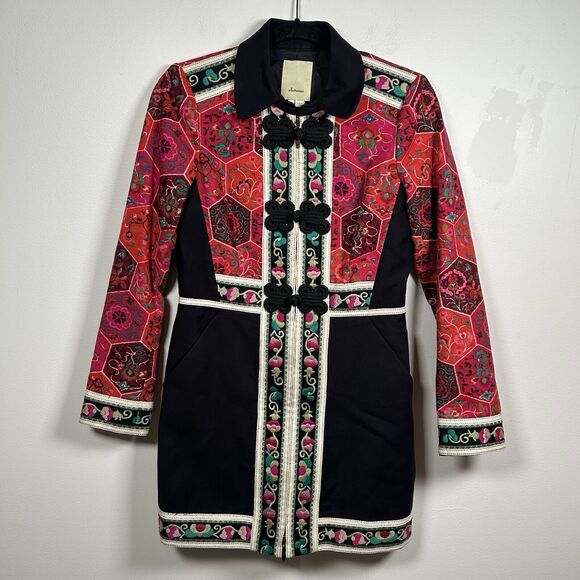 Anthropologie Elevenses Satsuma Embroidered Patchwork Jacket Women's Size 2 Rare